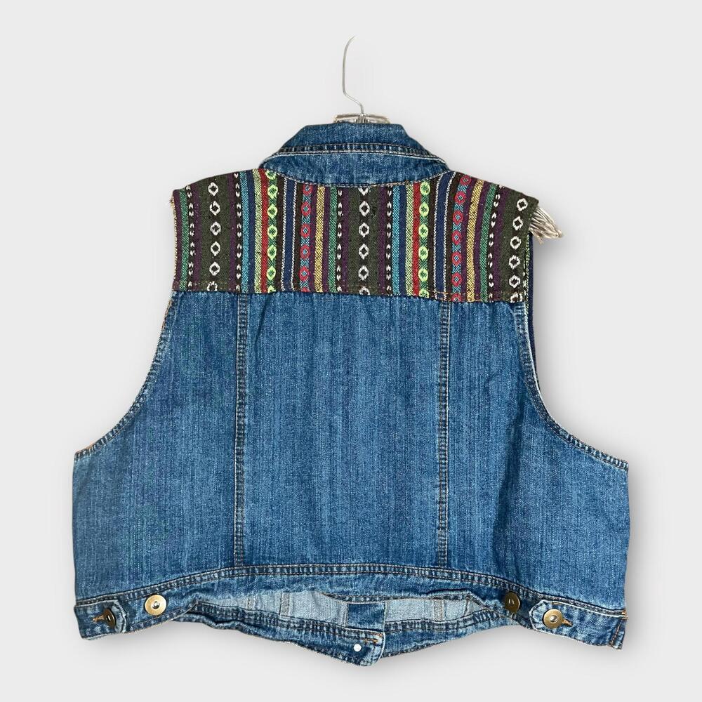 New Look Denim Cropped Vest Women’s Size 3XL Saddle Bag Design Button Front - Picture 2 of 5